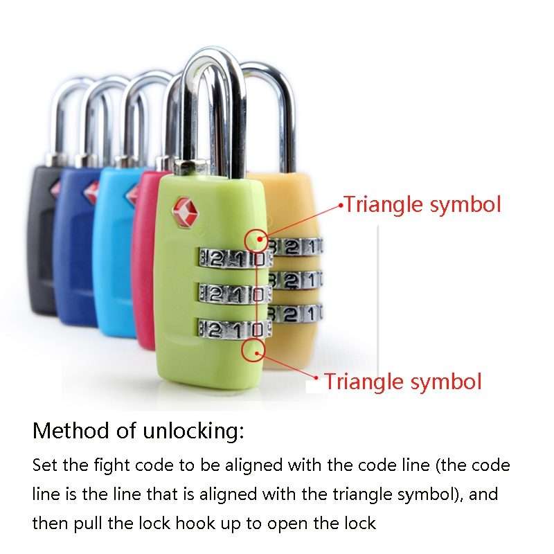 Customs Luggage Lock Overseas Travel Luggage Zipper Lock Plastic TSA Code Lock(Dark Blue)