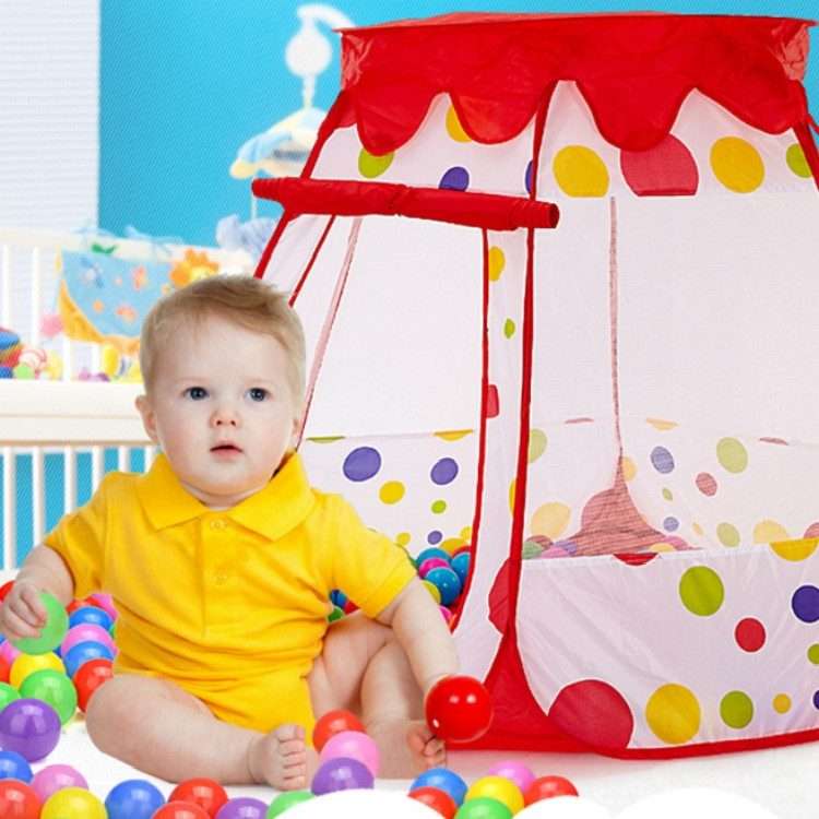 Children Indoor Foldable Hexagonal Tent Game House(Red)
