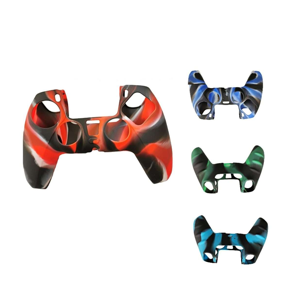 2 PCS Silicone Handle Protector Non-Slip Game Handle Cover For PS5(Black Red)