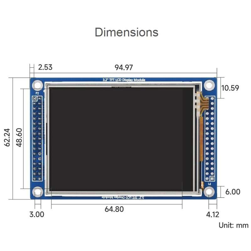 Waveshare 16498 3.2inch 320x240 Pixels Touch LCD (D), With Touch Panel And Stand-Alone Controllers