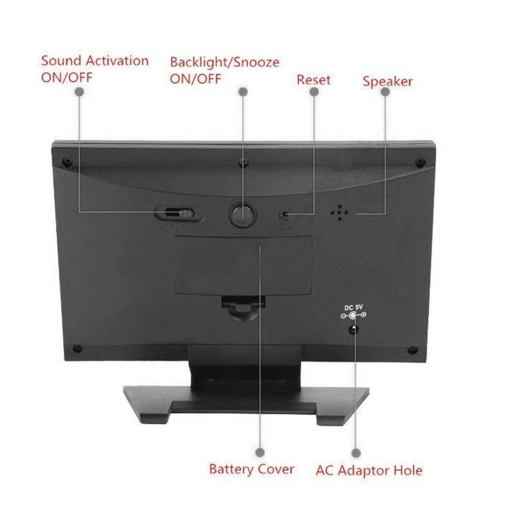8082T Weather Forecast Clock LED Color Screen Perpetual Calendar Temperature And H ... Black + USB