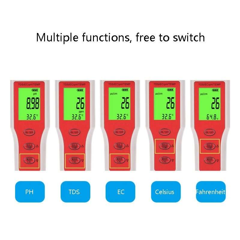 4-in-1 Portable PH/TDS/EC/TEMP Test Pen Multi-Function Water Quality Tester