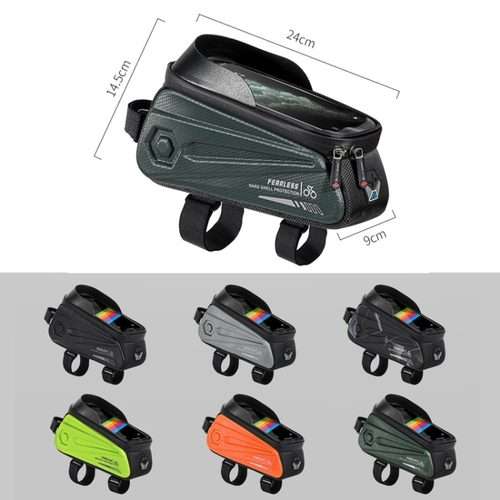 WEST BIKING Bicycle Bag EVA Hard Shell Front Beam Bag Mobile Phone Waterproof Upper Tu ... (Green)
