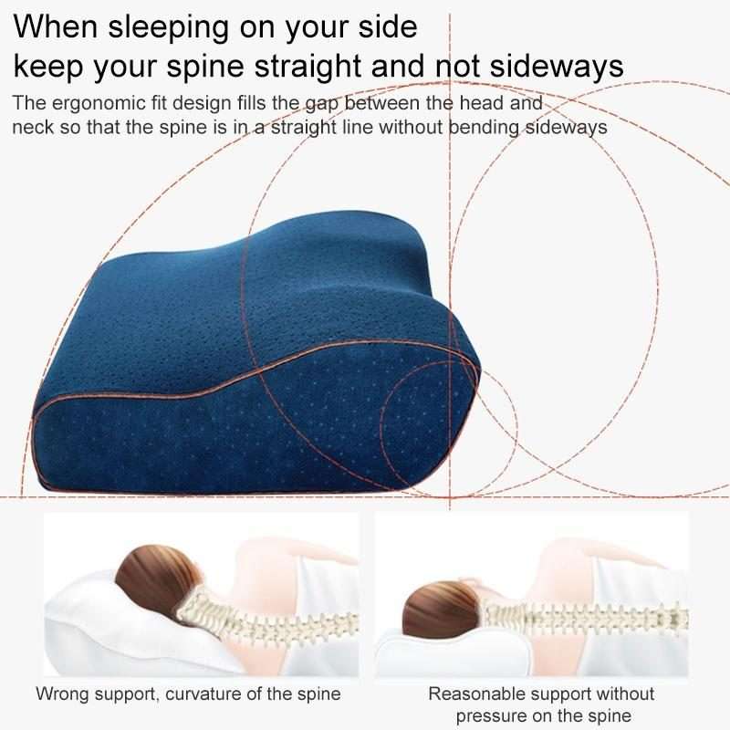 Butterfly Shape Memory Foam Snorked Pillow Slow Rebound Health Care Cervica ... (Water Cube White)
