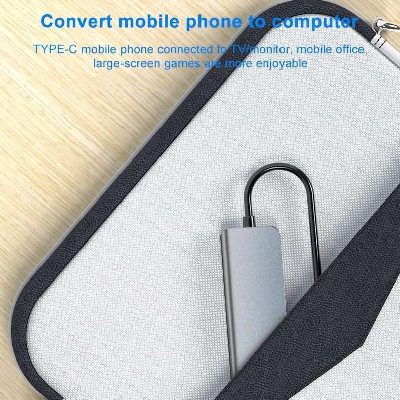 AD-033 6 In 1 USB-C / Type-C To 4K HDMI + SD / TF Card Slot + PD USB-C / Type-C Charging + 2 USB 3