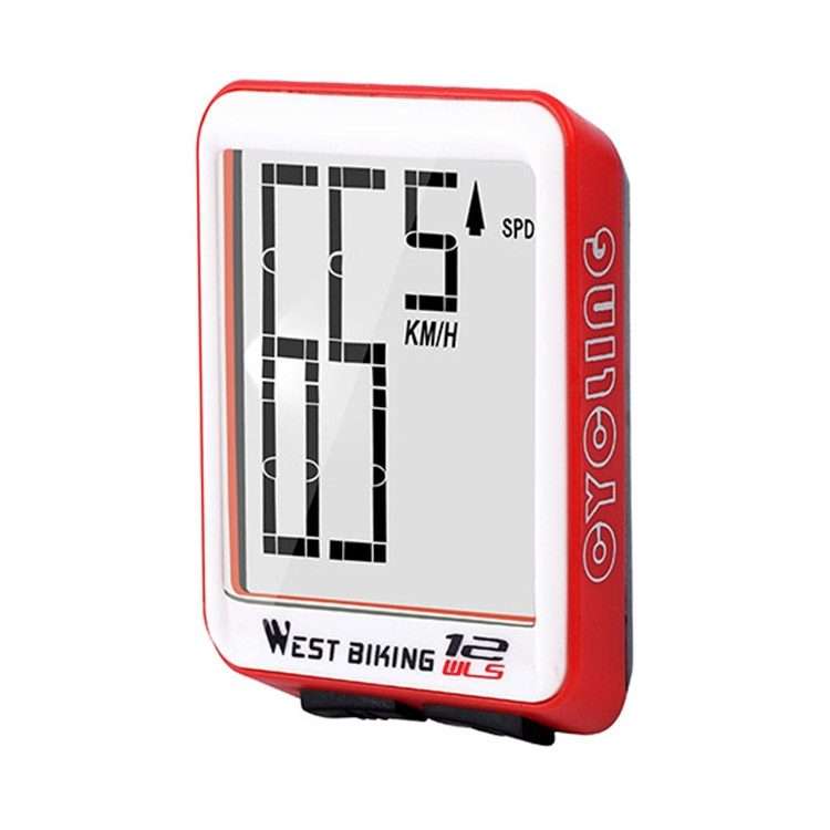 WEST BIKING Mountain Road Bike Wireless Big Character Table Big Screen Waterproof Night ... (Red)