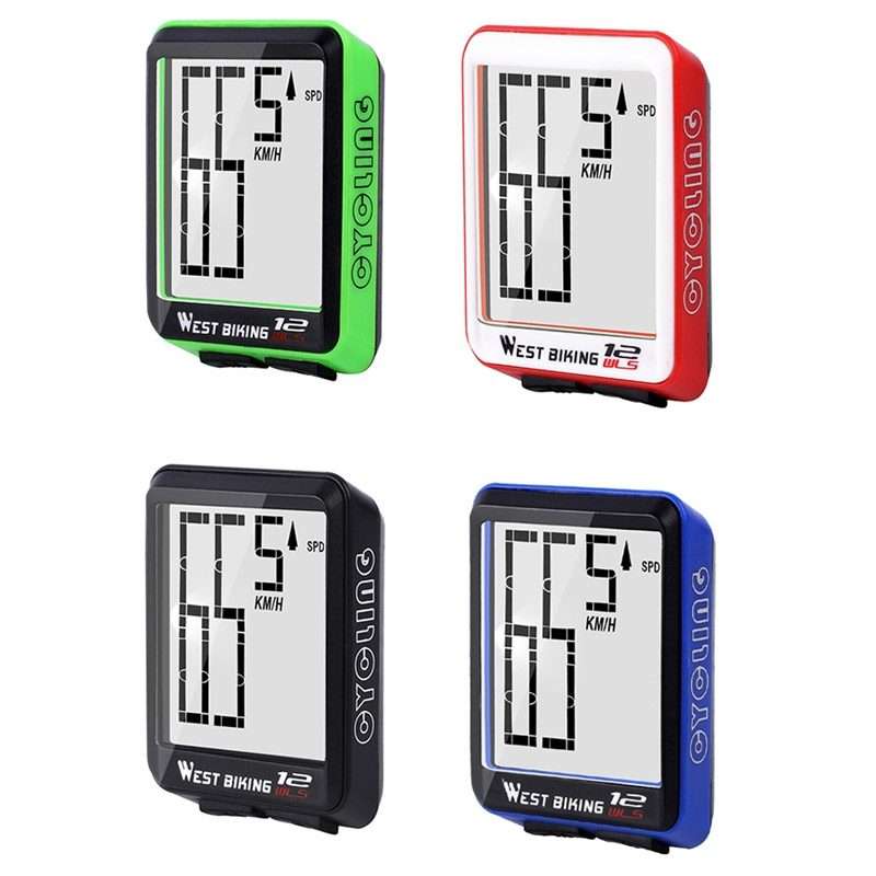 WEST BIKING Mountain Road Bike Wireless Big Character Table Big Screen Waterproof Night ... (Blue)