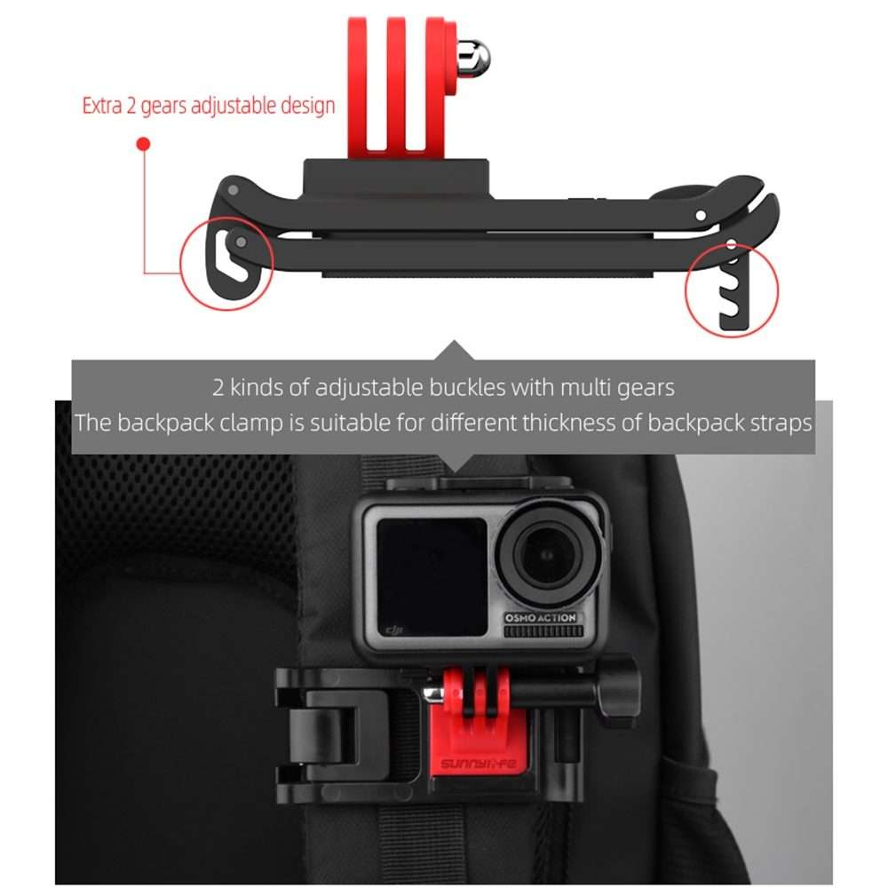 Sunnylife TY-Q9266 for Insta360 GO / DJI Osmo Action / GoPro Mount Bracket Stabilizer Backpack Cli