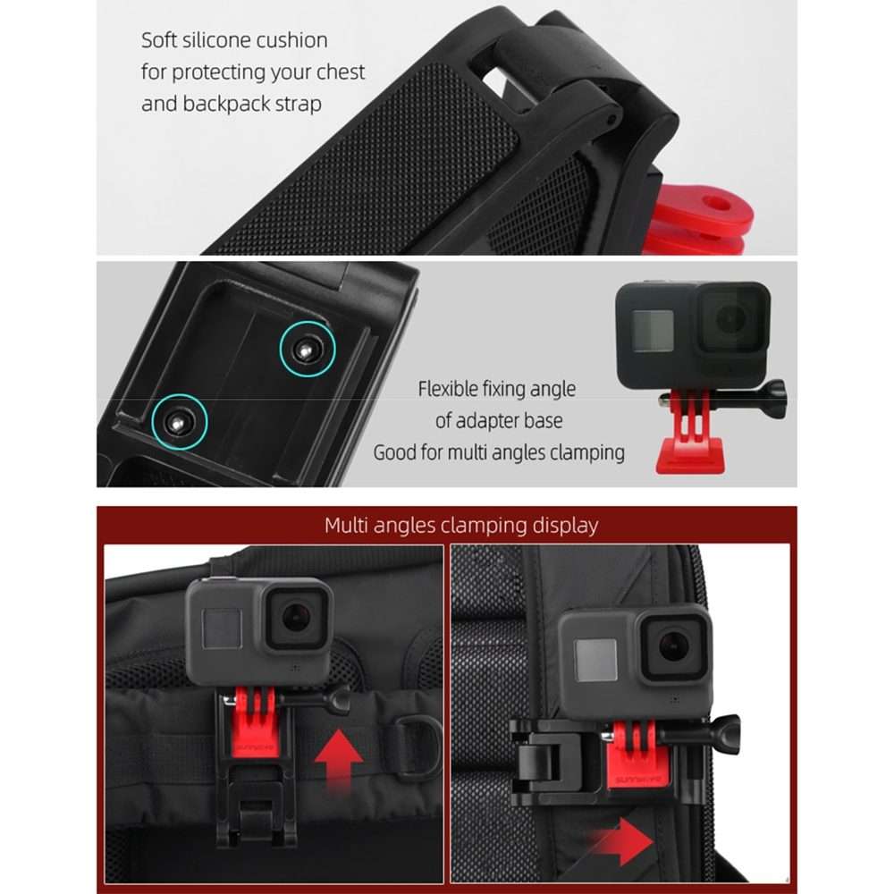 Sunnylife TY-Q9266 for Insta360 GO / DJI Osmo Action / GoPro Mount Bracket Stabilizer Backpack Cli