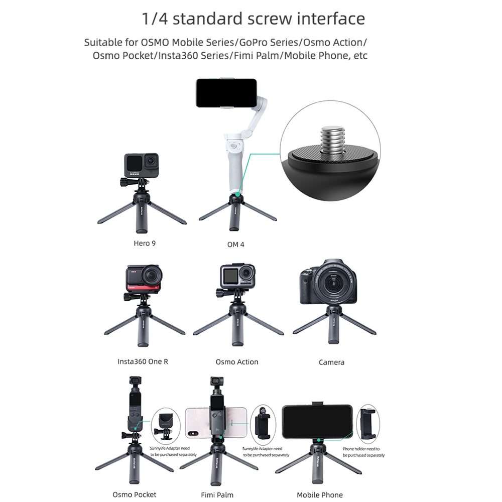Sunnylife for Insta360 GO / DJI Osmo Action / GoPro Mount Bracket Stabilizer Aluminum A ... Tripod