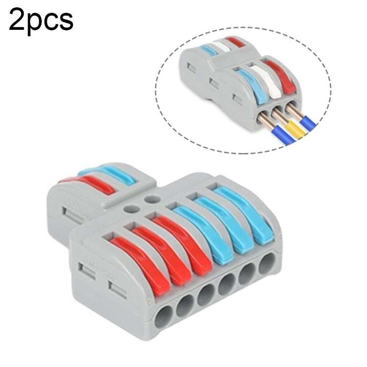 2pcs SPL-62 2 In 6 Out Colorful Quick Line Terminal Multi-Function Dismantling Wire Connection Ter