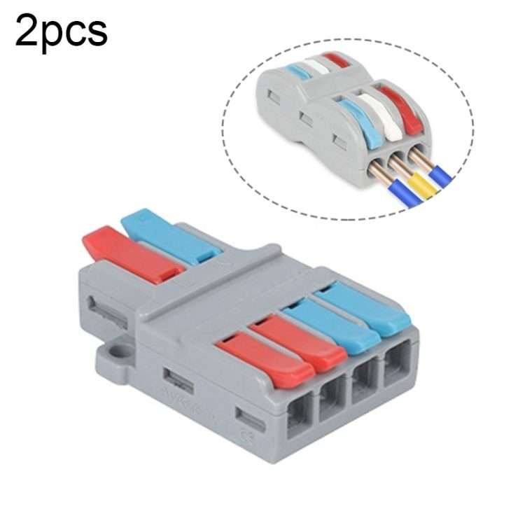 2pcs LT-624 2 In 4 Out Colorful Quick Line Terminal Multi-Function Dismantling Wire Connection Ter