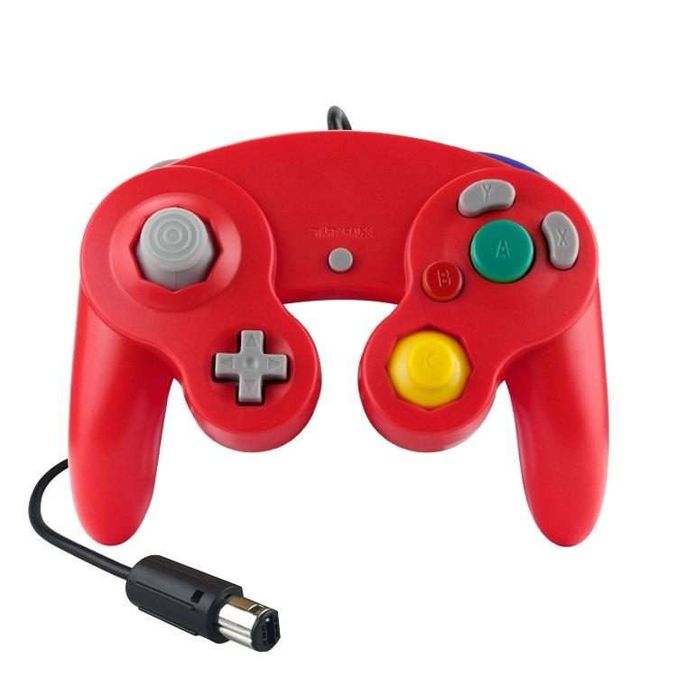 2 PCS Single Point Vibrating Controller Wired Game Controller For Nintendo NGC / Wii, Prod ... Red