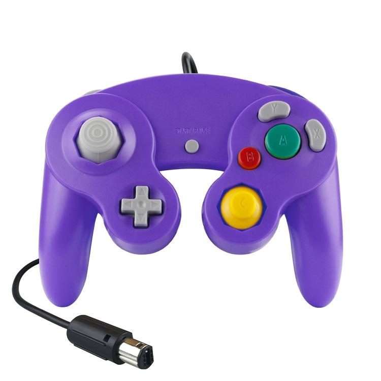 2 PCS Single Point Vibrating Controller Wired Game Controller For Nintendo NGC / Wii, P ... Purple