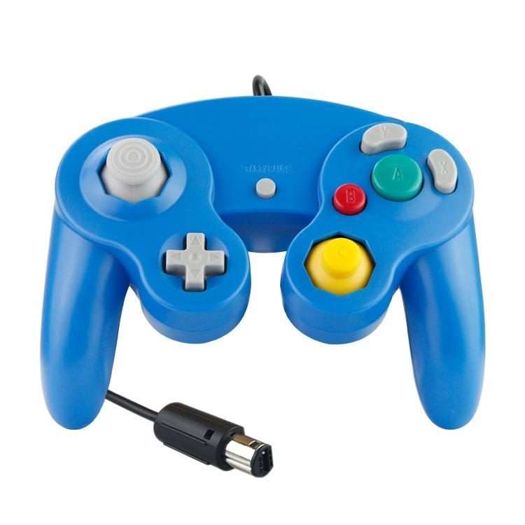 2 PCS Single Point Vibrating Controller Wired Game Controller For Nintendo NGC / Wii, Pro ... Blue