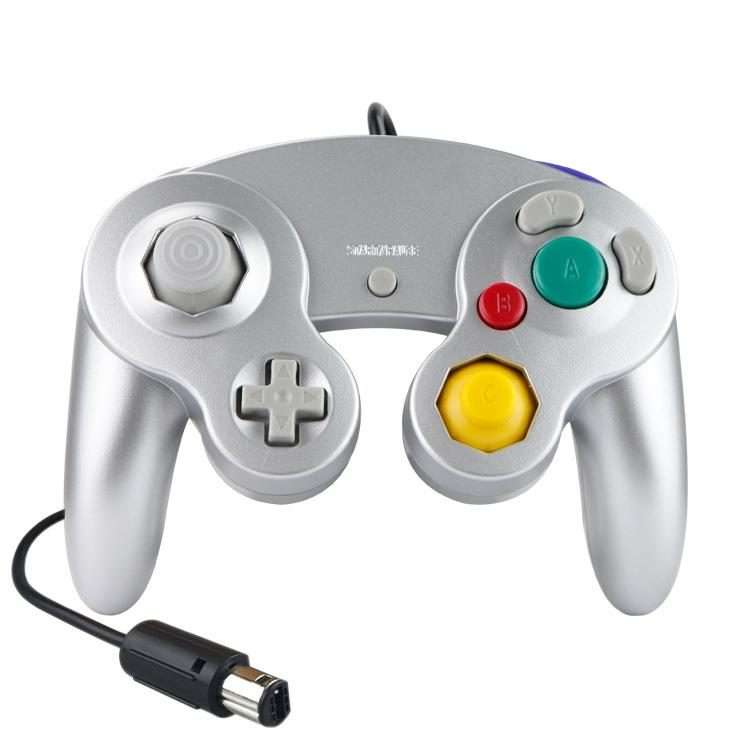 2 PCS Single Point Vibrating Controller Wired Game Controller For Nintendo NGC / Wii, P ... Silver