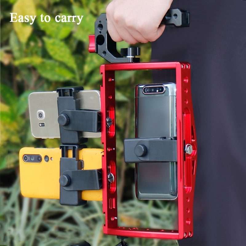 Diving Dual Handheld Grip Bracket Stabilizer Extension Phone Clamp Camera Rig Cage Underwater Case