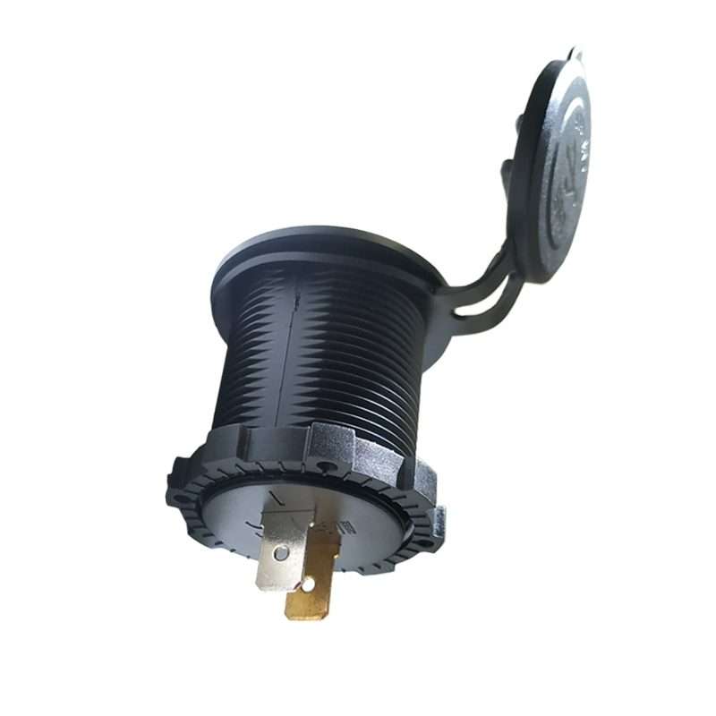 Car Motorcycle Modified Charger Double Aperture 4.2A With Touch Switch USB Car Charge(Blue Light)