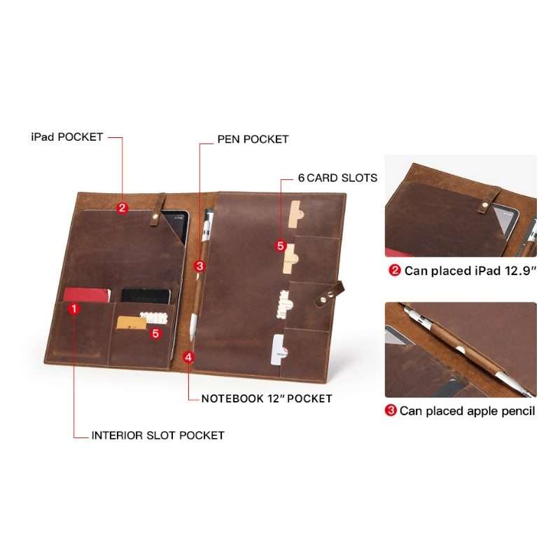 CONTACTS FAMILY CF2002 Retro Crazy Horse Texture Multifunctional Protective Cover Lea ... (Coffee)