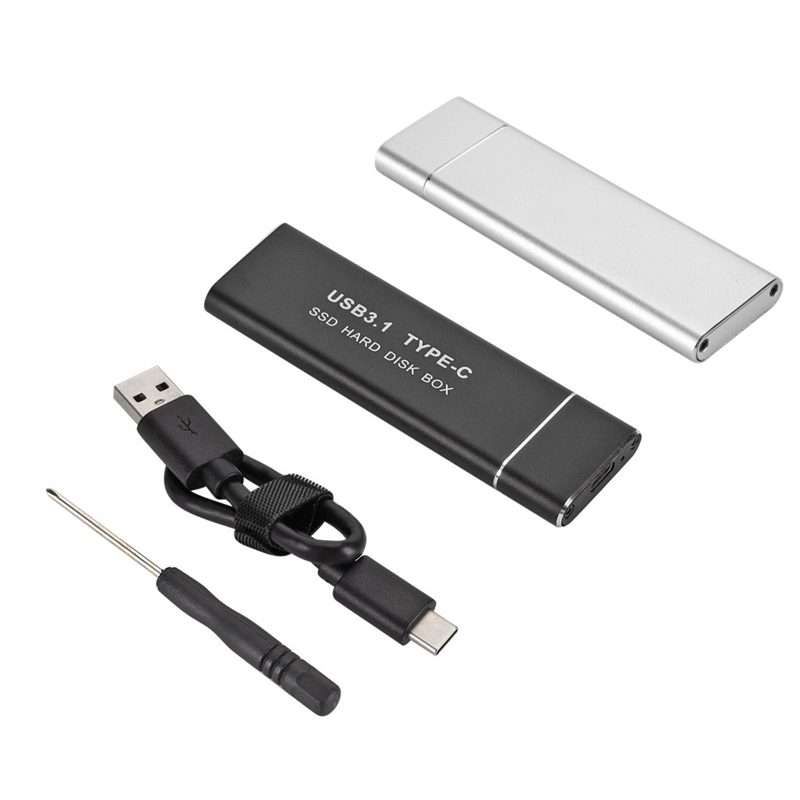 F018C M.2 NGFF To USB3.1 SSD Solid Aluminum Type-C Mobile Hard Drive Enclosure(Silver)