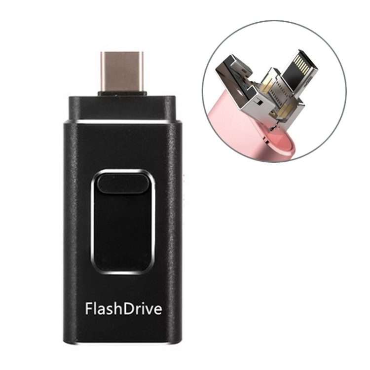 32GB SH02 USB 3.0 + 8 Pin + Mirco USB + Type-C 4 In 1 Mobile Computer U-Disk With OTG ... (Black)