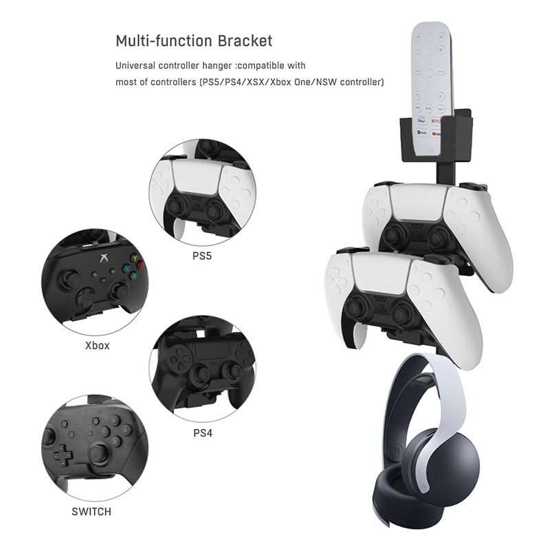 JYS P5125 Earphone / Handle / Remote Control Wall Hook For PS5 / PS4 / Xbox / Switch(White)