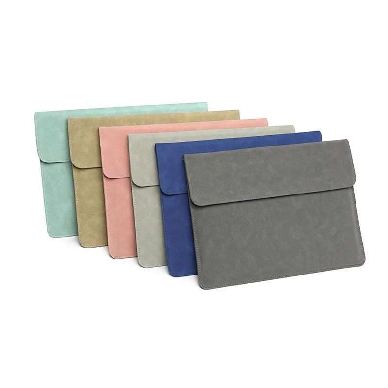 Horizontal Sheep Leather Laptop Bag For Macbook Pro ... (Liner Bag + Power Supply Bag Fruit Green)