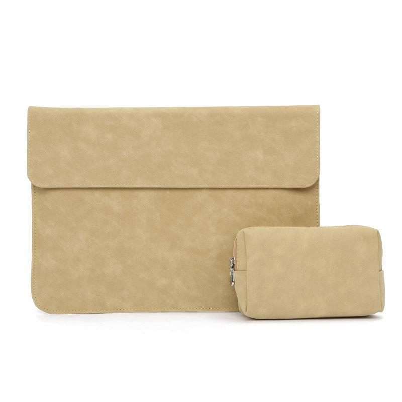 Horizontal Sheep Leather Laptop Bag For Macbook Pro 15 in ... (Liner Bag + Power Supply Bag Khaki)
