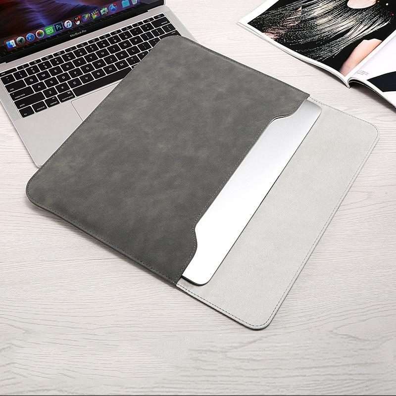 Horizontal Sheep Leather Laptop Bag For Macbook Pro ... (Liner Bag + Power Supply Bag Fruit Green)
