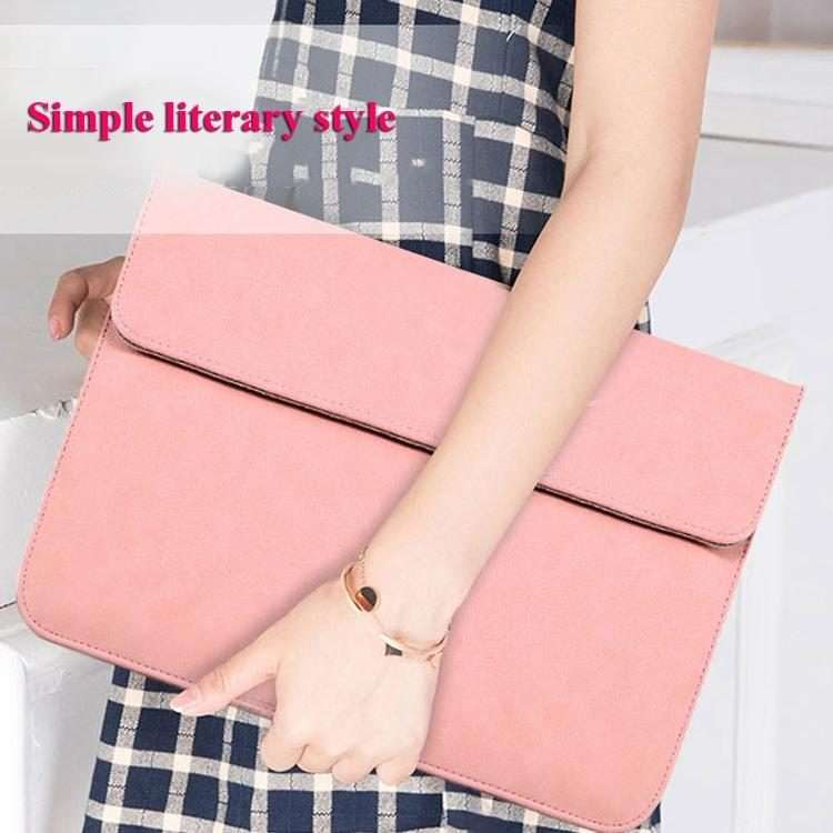 Horizontal Sheep Leather Laptop Bag For Macbook Pro ... (Liner Bag + Power Supply Bag Fruit Green)