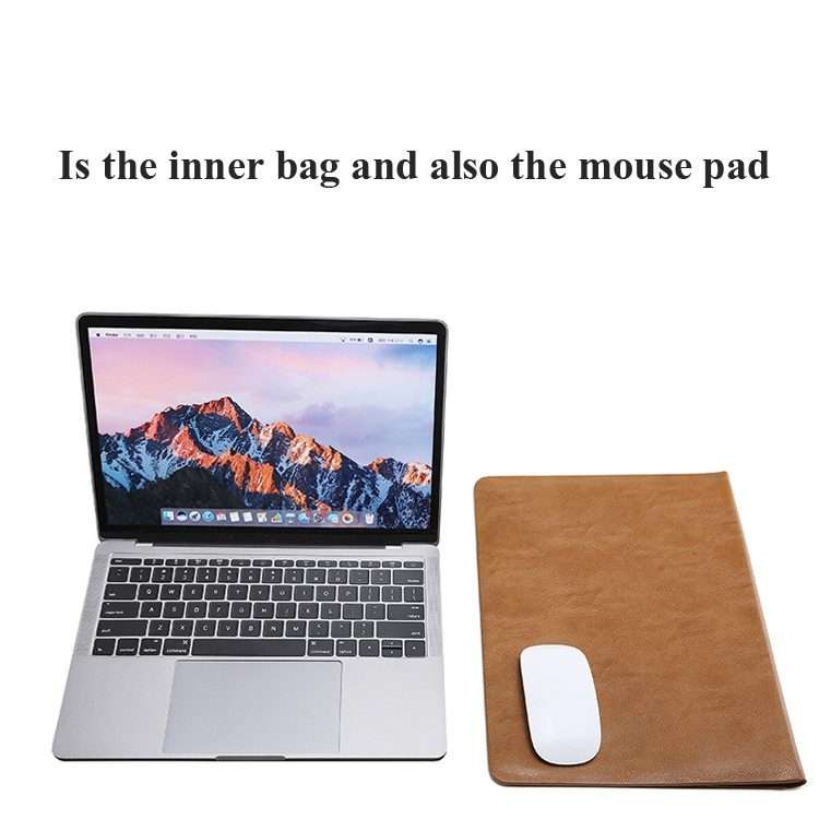 Horizontal Litchi Texture Laptop Bag Liner Bag For MacBook Pro 16 ... (Liner Bag+Power Bag Brown)