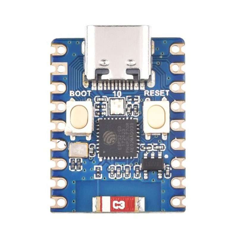 Waveshare 2.4GHz ESP32-C3 Mini Development Board, Based ESP32-C3FN4 Single-core Processor without