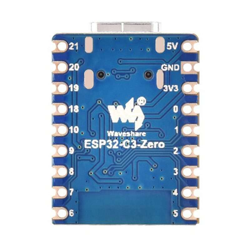 Waveshare 2.4GHz ESP32-C3 Mini Development Board, Based ESP32-C3FN4 Single-core Processor without