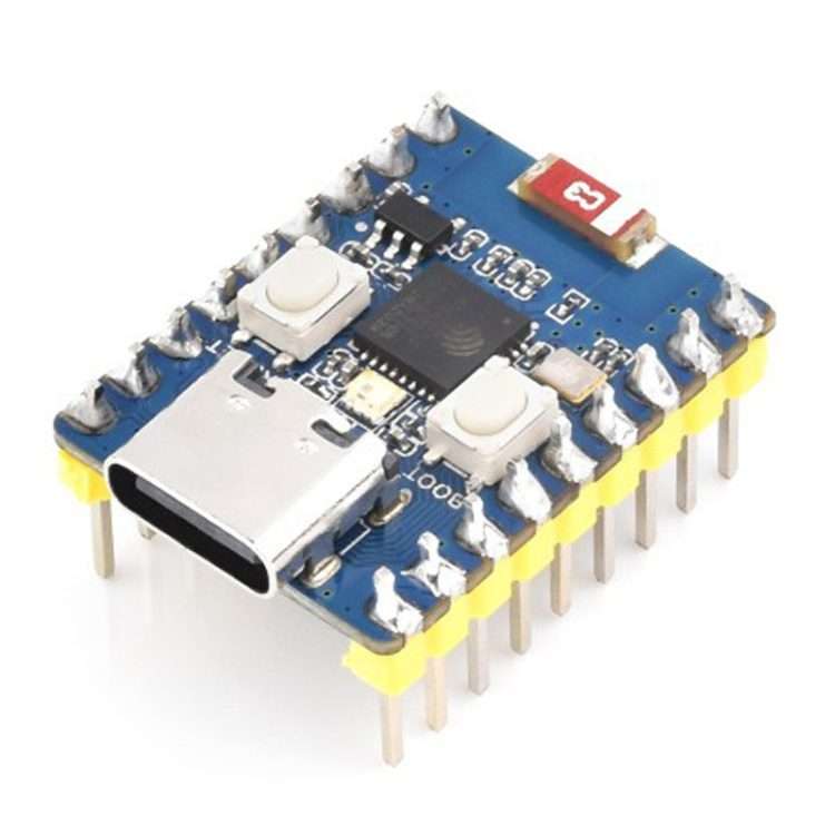 Waveshare 2.4GHz ESP32-C3 Mini Development Board, Based ESP32-C3FN4 Single-core Pr ... with Header