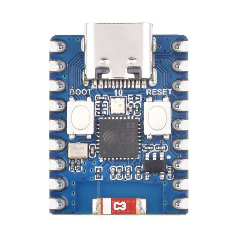 Waveshare 2.4GHz ESP32-C3 Mini Development Board, Based ESP32-C3FN4 Single-core Pr ... with Header