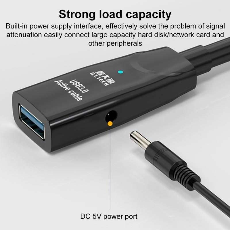 D.Y.TECH USB 3.0 Male To Female Extension Cable Double Shielded Chip Data Cable, Length: 10m