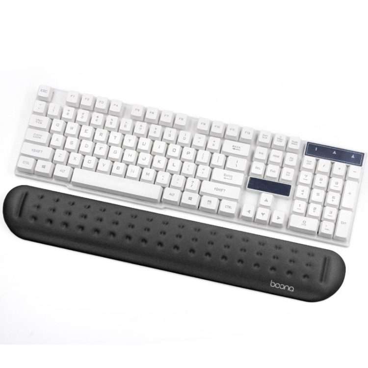 Baona Silicone Memory Cotton Wrist Pad Massage Hole Keyboard Mouse Pad, Style: Large K ... (Black)