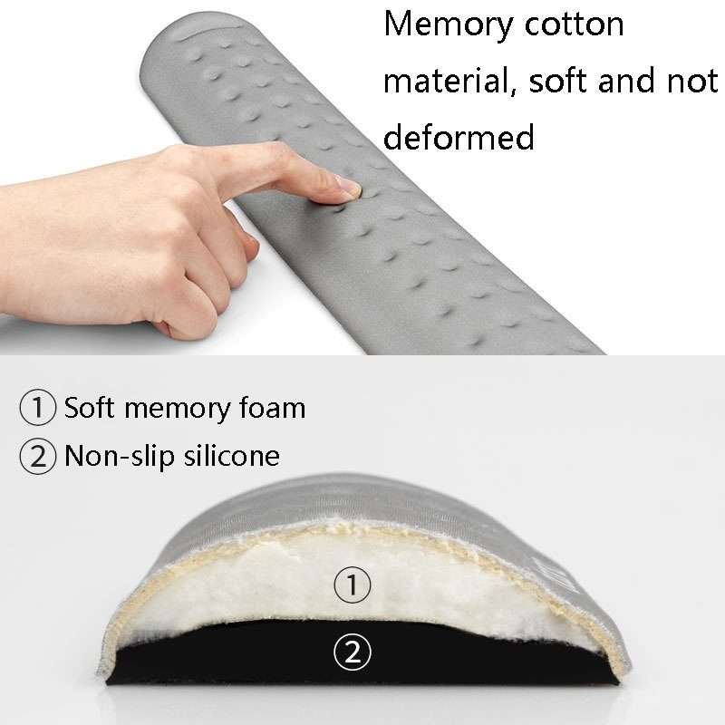 Baona Silicone Memory Cotton Wrist Pad Massage Hole Keyboard Mouse Pad, Style: Large K ... (Black)