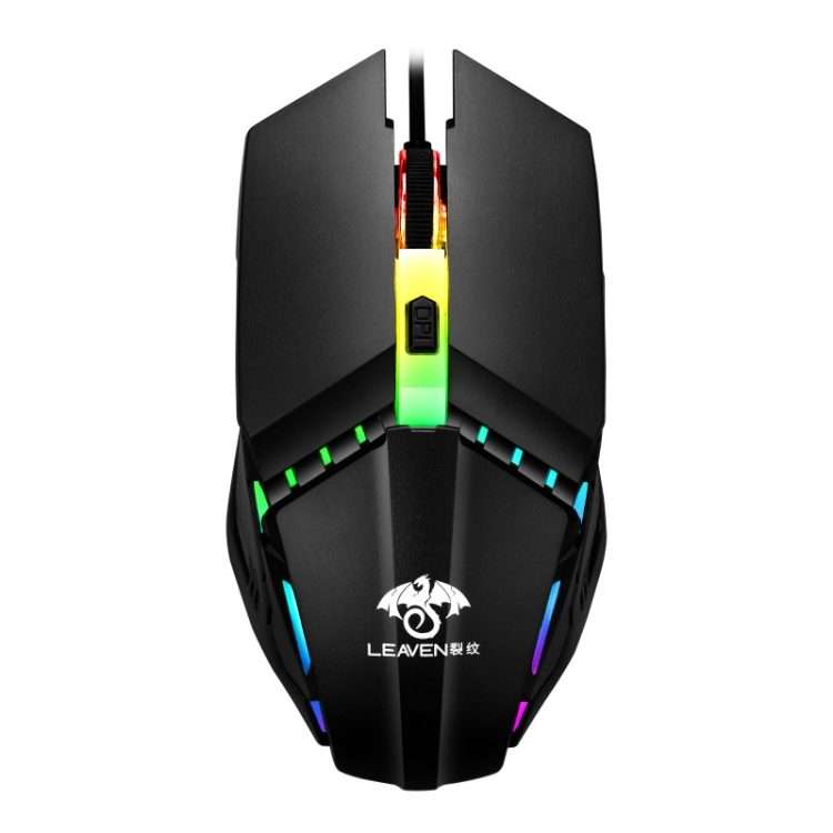 LEAVEN 7 Keys 4000DPI USB Wired Computer Office Luminous RGB Mechanical Gaming Mouse, Cabel Length