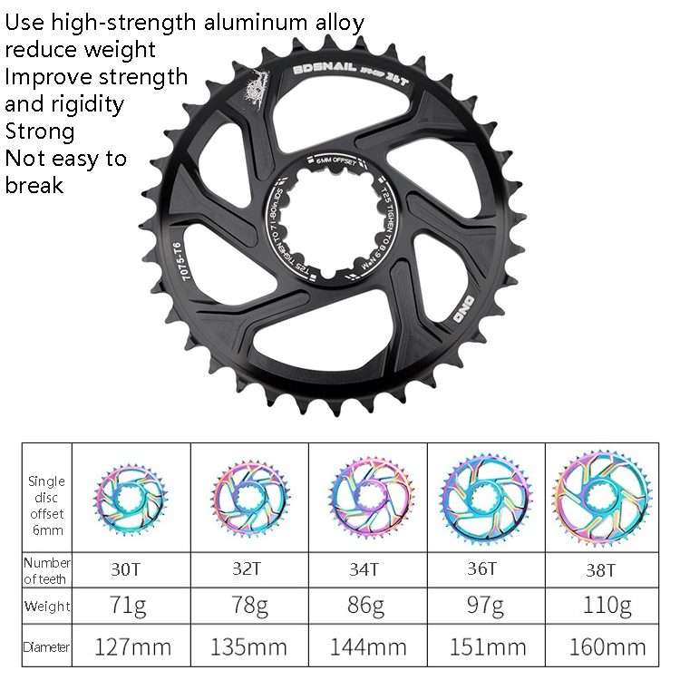 BDSNAIL Mountain Bike Single Disk GXP Direct-Shaped Integrated Disk Positive And Negat ... (Black)