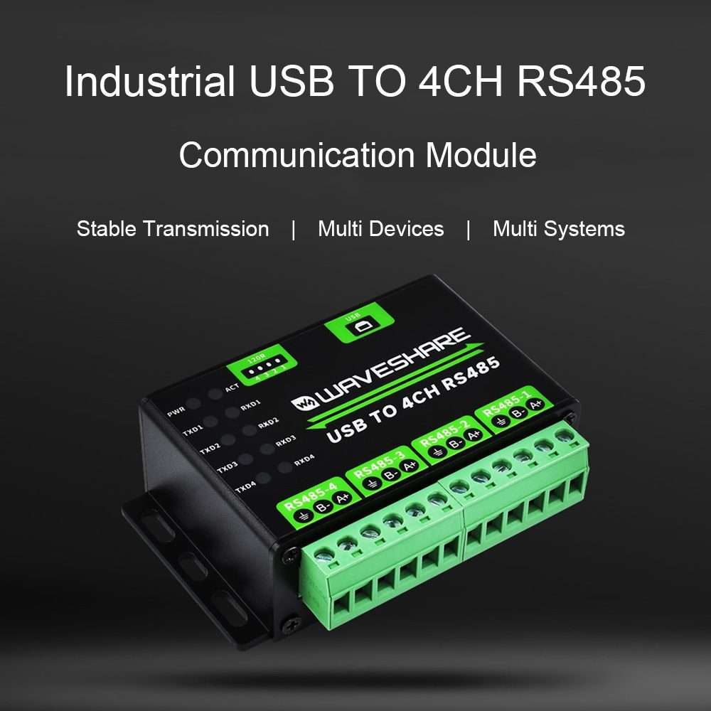 Waveshare 25219 Industrial USB To 4Ch RS485 Converter