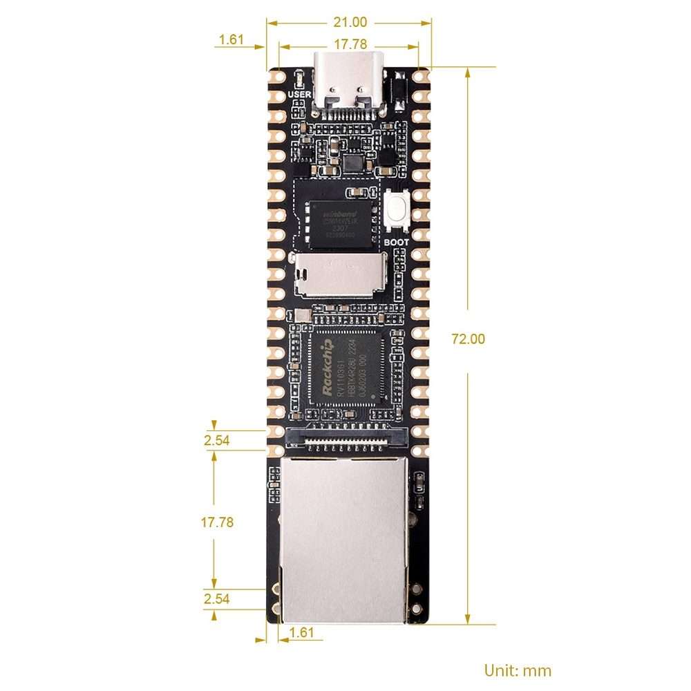 Waveshare LuckFox Pico Plus RV1103 Linux Micro Development Board, With Ethernet ... without Header