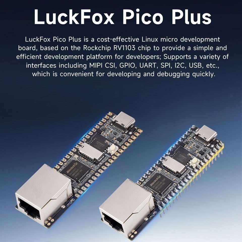 Waveshare LuckFox Pico Plus RV1103 Linux Micro Development Board, With Ethernet ... without Header