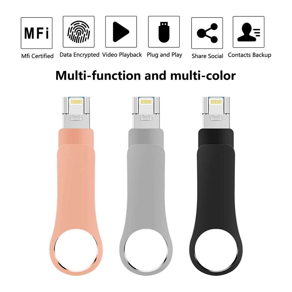 16GB USB 3.0 + 8 Pin + USB-C / Type-C 3 in 1 Mobile Computer Metal U-Disk(Silver)
