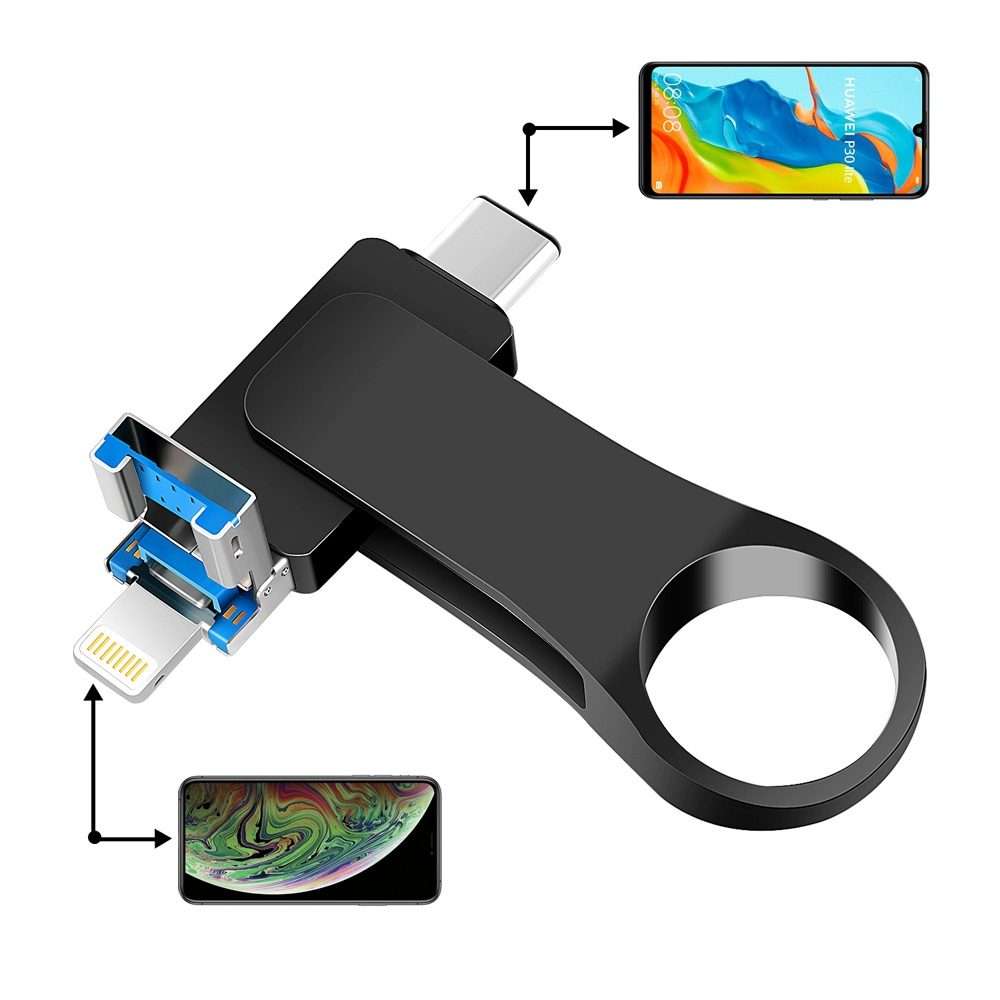 16GB USB 3.0 + 8 Pin + USB-C / Type-C 3 in 1 Mobile Computer Metal U-Disk(Silver)