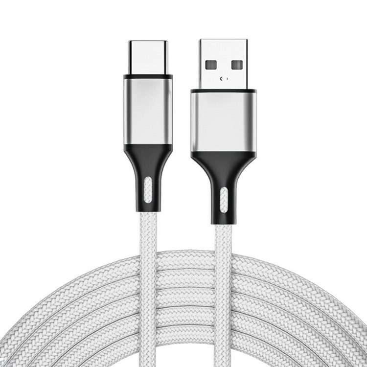 4 PCS 2.4A USB-C / Type-C to USB Braided Fast Charging Sync Data Cable, Length: 1m (Silver)