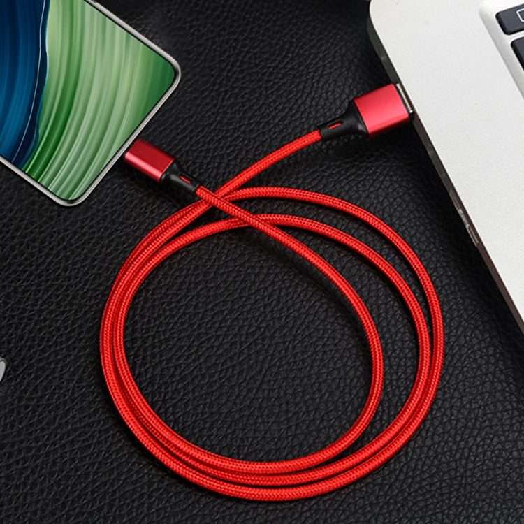 4 PCS 2.4A USB-C / Type-C to USB Braided Fast Charging Sync Data Cable, Length: 1.5m (Red)