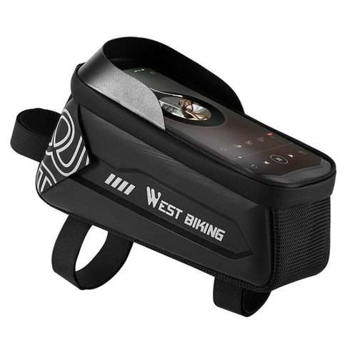 WEST BIKING Bicycle Upper Tube 2.2L Hard Shell Bag For 7.4 Inch Mobile Phone(Black)