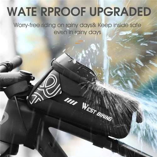 WEST BIKING Bicycle Upper Tube 2.2L Hard Shell Bag For 7.4 Inch Mobile Phone(Black)