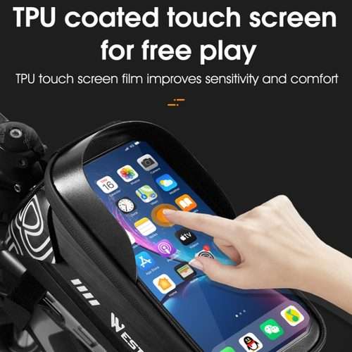 WEST BIKING Bicycle Upper Tube 2.2L Hard Shell Bag For 7.4 Inch Mobile Phone(Black)